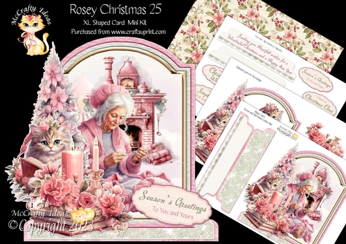 Rosey Christmas 25 XL Shaped Card Kit