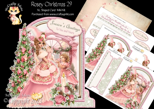 Rosey Christmas 29 XL Shaped Card Kit