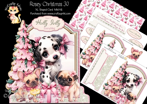 Rosey Christmas 30 XL Shaped Card Kit