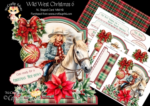 Wild West Christmas 6 XL Shaped Card Kit