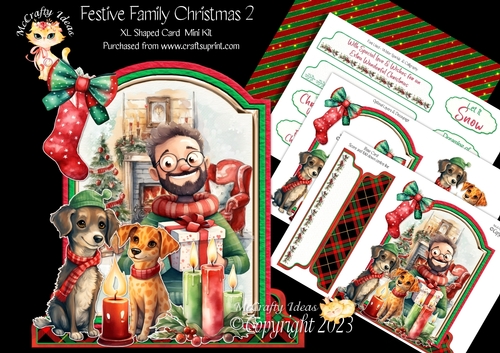 Festive Family Christmas 2 XL Shaped Card Kit