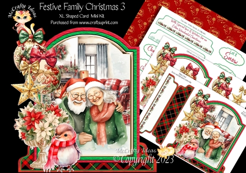 Festive Family Christmas 3 XL Shaped Card Kit