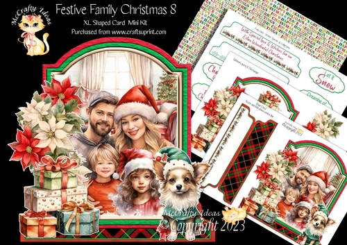 Festive Family Christmas 8 XL Shaped Card Kit