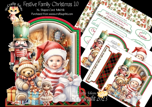Festive Family Christmas 10 XL Shaped Card Kit