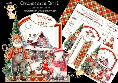 Christmas on the Farm 1 XL Shaped Card Kit