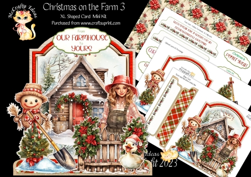 Christmas on the Farm 3 XL Shaped Card Kit