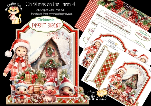 Christmas on the Farm 4 XL Shaped Card Kit