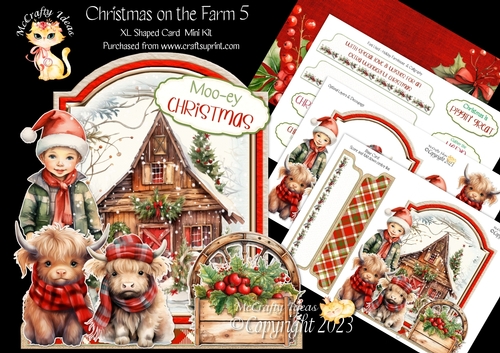 Christmas on the Farm 5 XL Shaped Card Kit