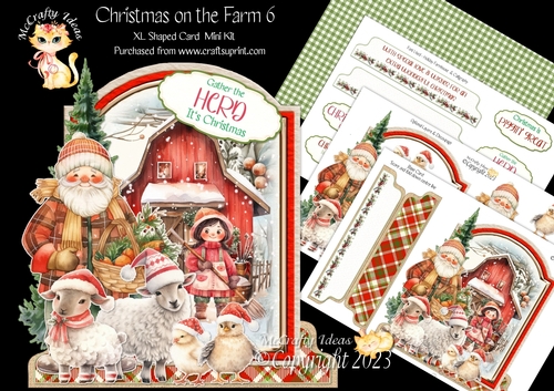 Christmas on the Farm 6 XL Shaped Card Kit