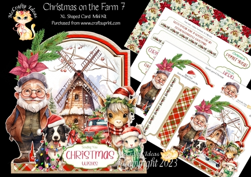 Christmas on the Farm 7 XL Shaped Card Kit