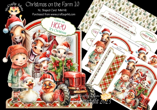 Christmas on the Farm 10 XL Shaped Card Kit