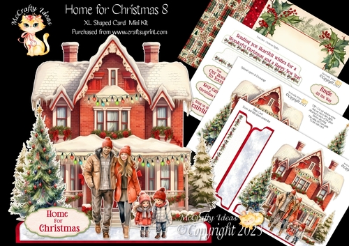 Home for Christmas 8 XL Shaped Card Kit