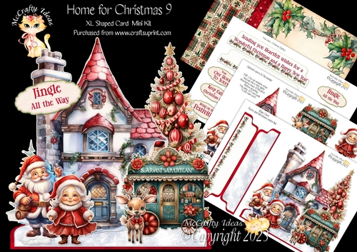 Home for Christmas 9 XL Shaped Card Kit