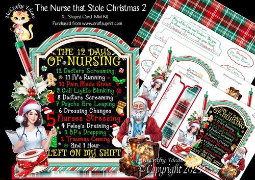The Nurse that Stole Christmas 2 XL Shaped Card Kit