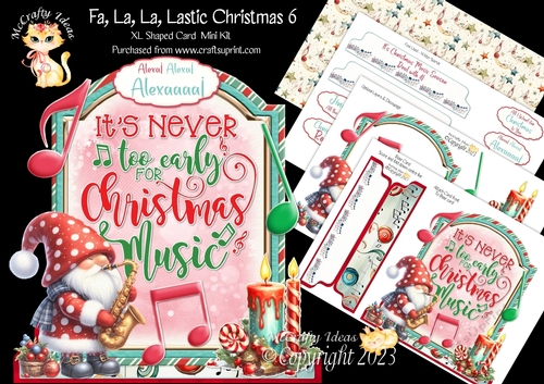 Fa, La, La, Lastic Christmas 6 XL Shaped Card Kit