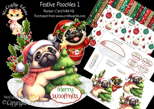 Festive Poochies 1 Rocker Card