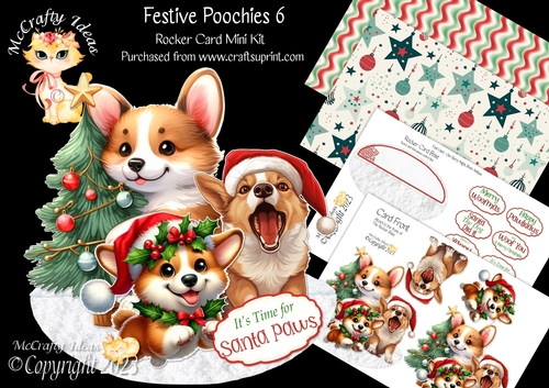 Festive Poochies 6 Rocker Card