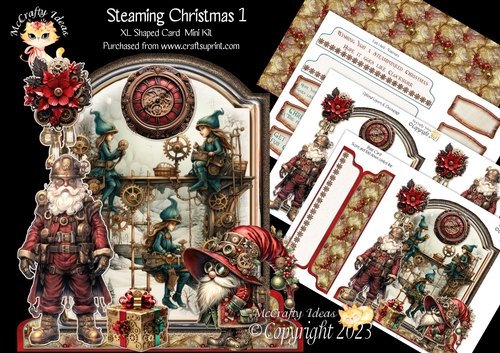 Steaming Christmas 1 XL Shaped Card Kit