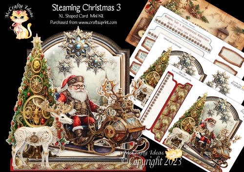 Steaming Christmas 3 XL Shaped Card Kit