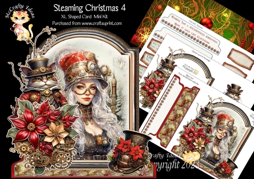 Steaming Christmas 4 XL Shaped Card Kit