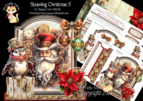 Steaming Christmas 5 XL Shaped Card Kit