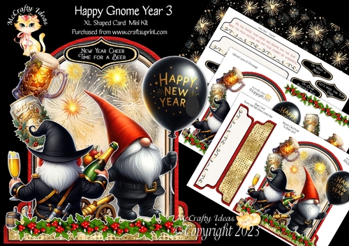 Happy Gnome Year 3 XL Shaped Card Kit