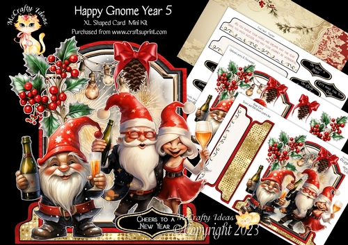 Happy Gnome Year 5 XL Shaped Card Kit