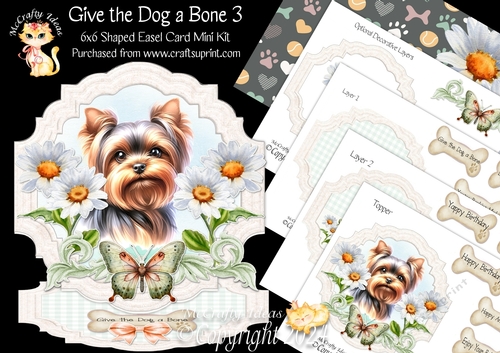 Give the Dog a Bone 3 Shaped Easel Card