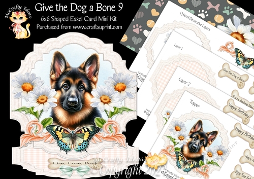 Give the Dog a Bone 9 Shaped Easel Card