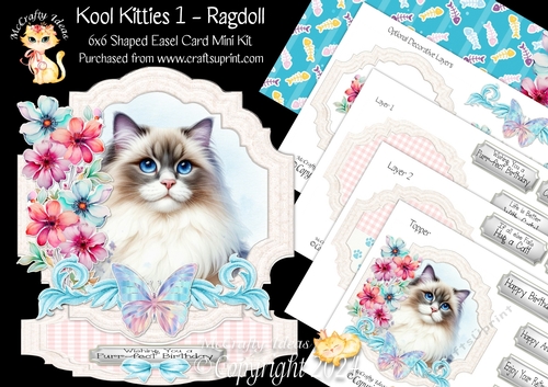 Kool Kitties 1 Shaped Easel Card