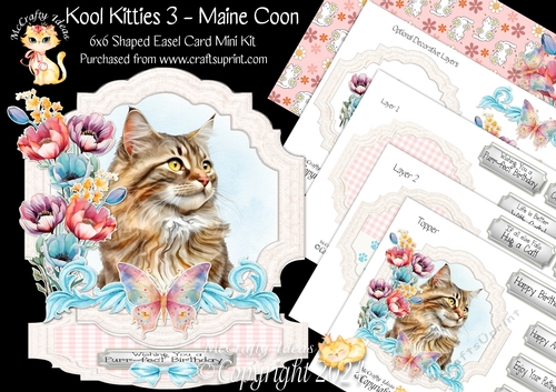 Kool Kitties 3 Shaped Easel Card
