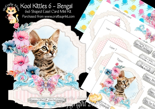 Kool Kitties 6 Shaped Easel Card