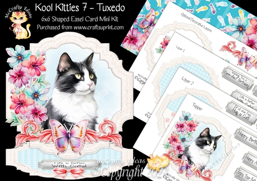 Kool Kitties 7 Shaped Easel Card