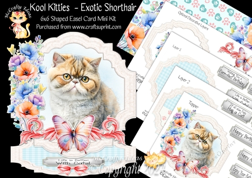 Kool Kitties 8 Shaped Easel Card