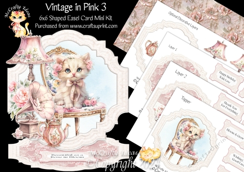Vintage in Pink 3 Shaped Easel