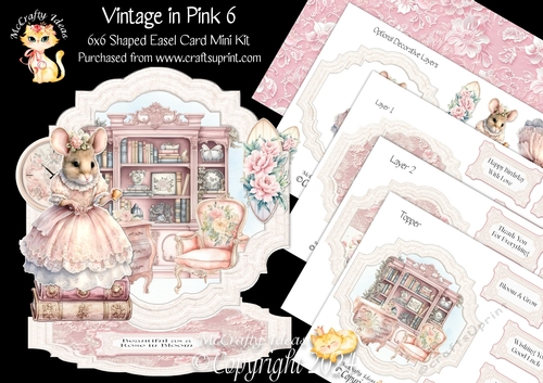 Vintage in Pink 6 Shaped Easel