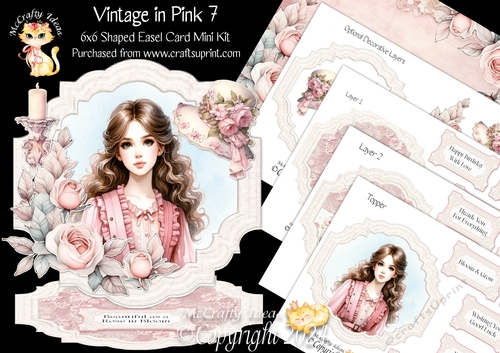 Vintage in Pink 7 Shaped Easel
