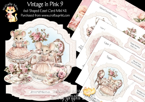 Vintage in Pink 9 Shaped Easel