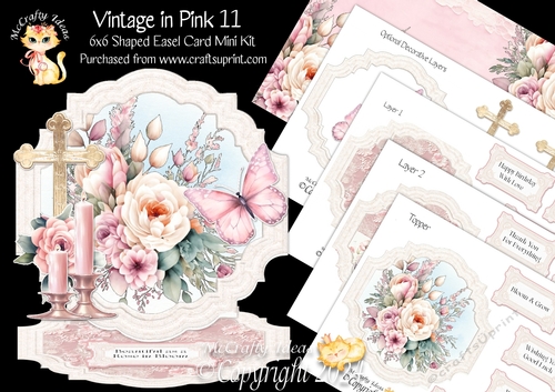 Vintage in Pink 11 Shaped Easel