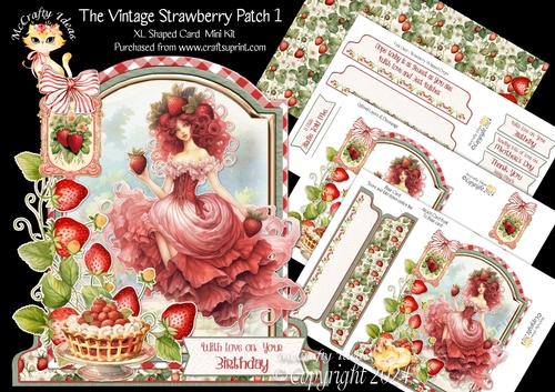 The Vintage Strawberry Patch 1 XL Shaped Card Kit