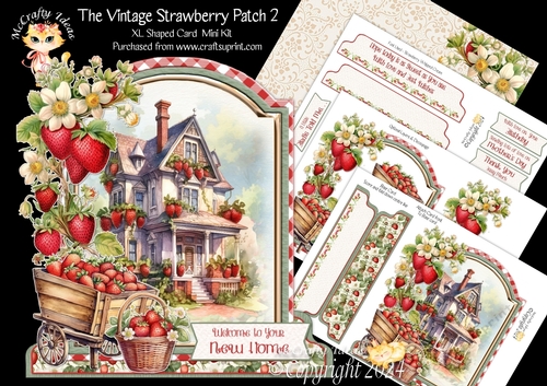 The Vintage Strawberry Patch 2 XL Shaped Card Kit