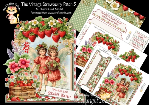 The Vintage Strawberry Patch 5 XL Shaped Card Kit