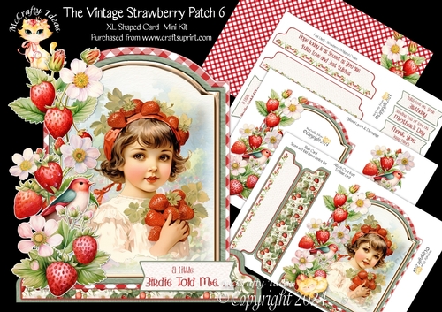 The Vintage Strawberry Patch 6 XL Shaped Card Kit