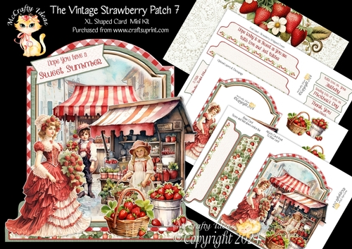 The Vintage Strawberry Patch 7 XL Shaped Card Kit