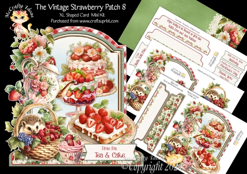 The Vintage Strawberry Patch 8 XL Shaped Card Kit