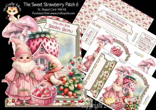 The Sweet Strawberry Patch 6 XL Shaped Card Kit