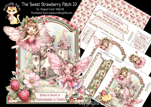 The Sweet Strawberry Patch 10 XL Shaped Card Kit