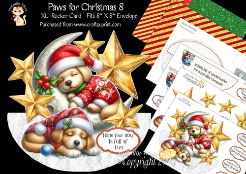 Paws for Christmas 8 XL Rocker Card 
