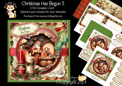 Christmas Has Begun 5 6x6 Simply Cards 