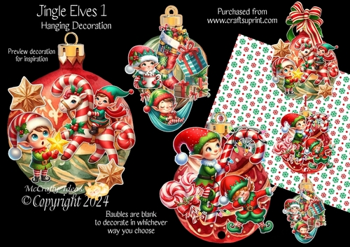 Jingle Elves 1 Hanging Baubles Decoration